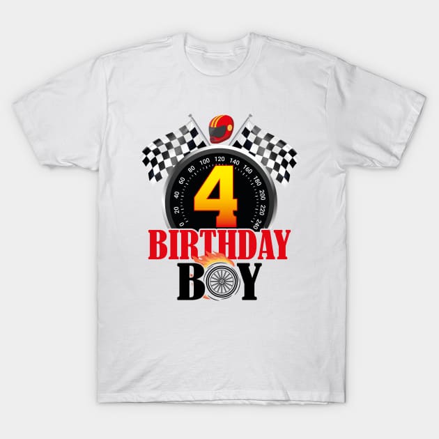 Kids 4th Birthday Racing Car Driver T-Shirt by GShow